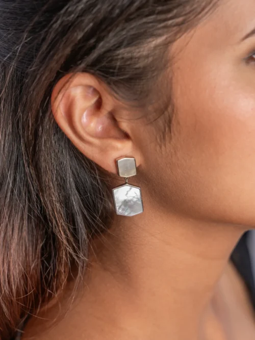 Pure Silver Mother of Pearl danglers