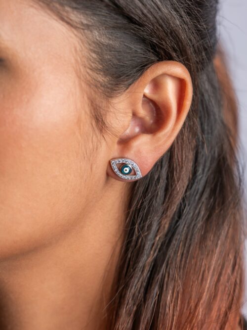 Sterling Silver Evil Eye Earrings
