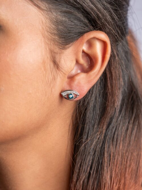 Pure Silver Evil Eye Earrings