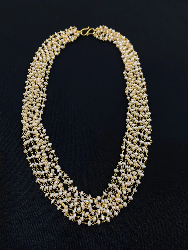 Rice Pearl Pure Silver Necklace