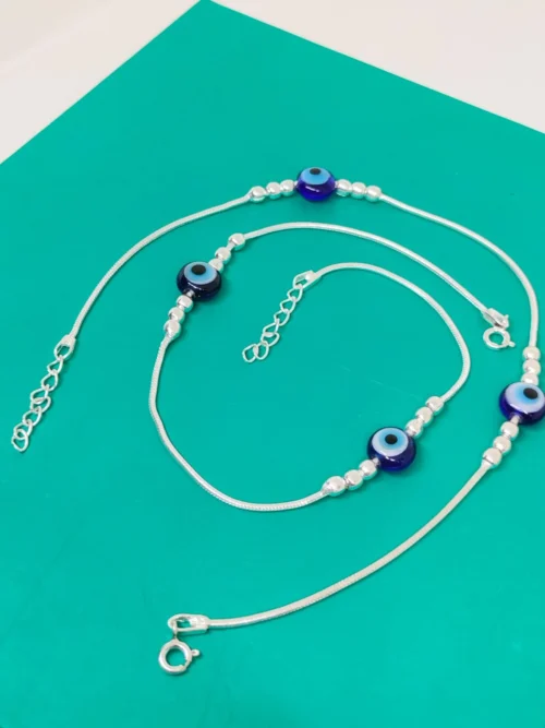 Pure Silver Evil Eye Bead Payal
