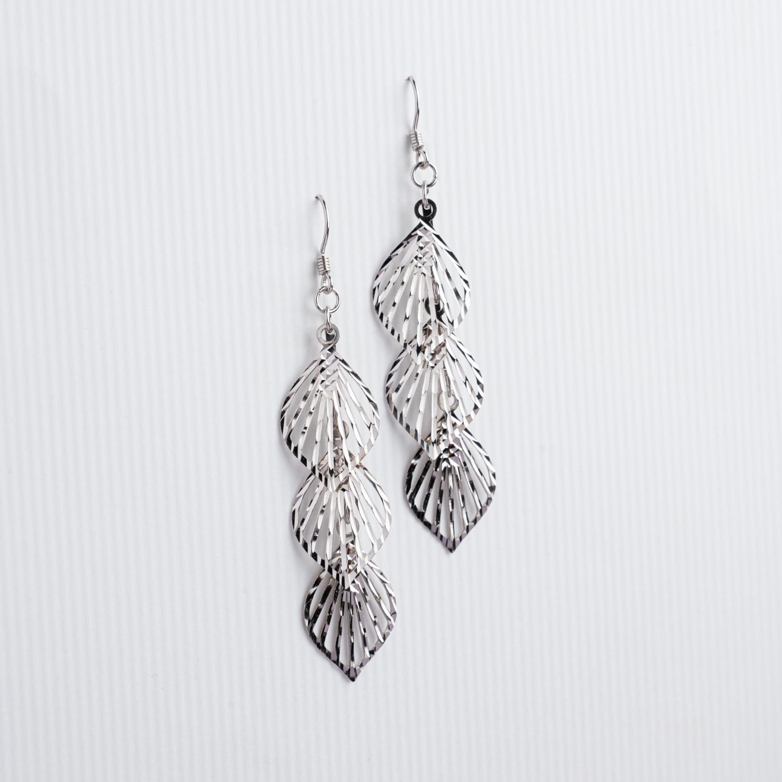 Pure Silver Leaf Design Pattern Earrings