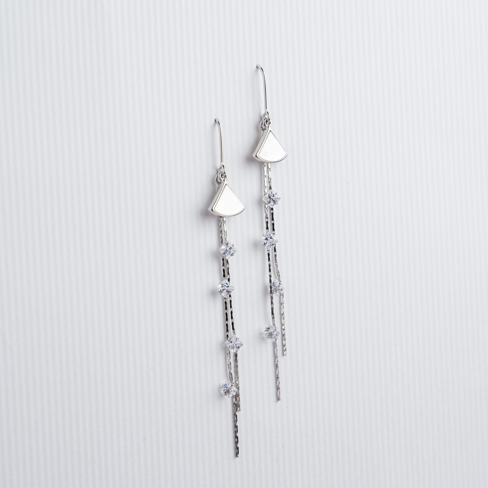 Pure Silver Long Tassel Twisted Design Earrings