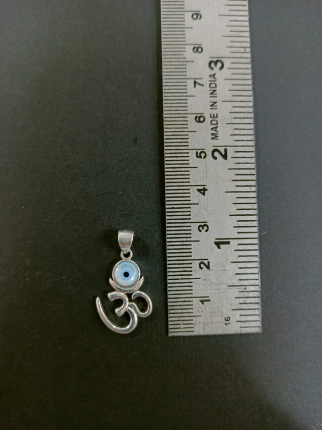 Pure Silver Om Evil Eye Pendant - Image 2