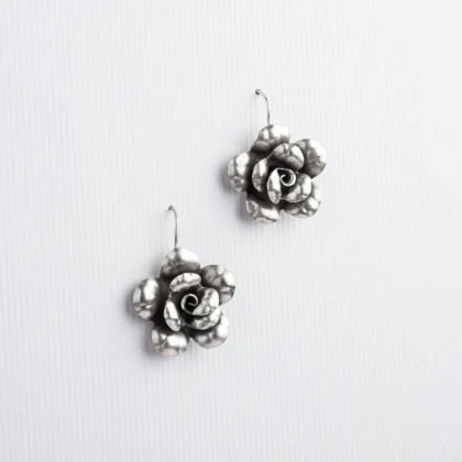 92.5 Sterling Silver Big Flower Earrings