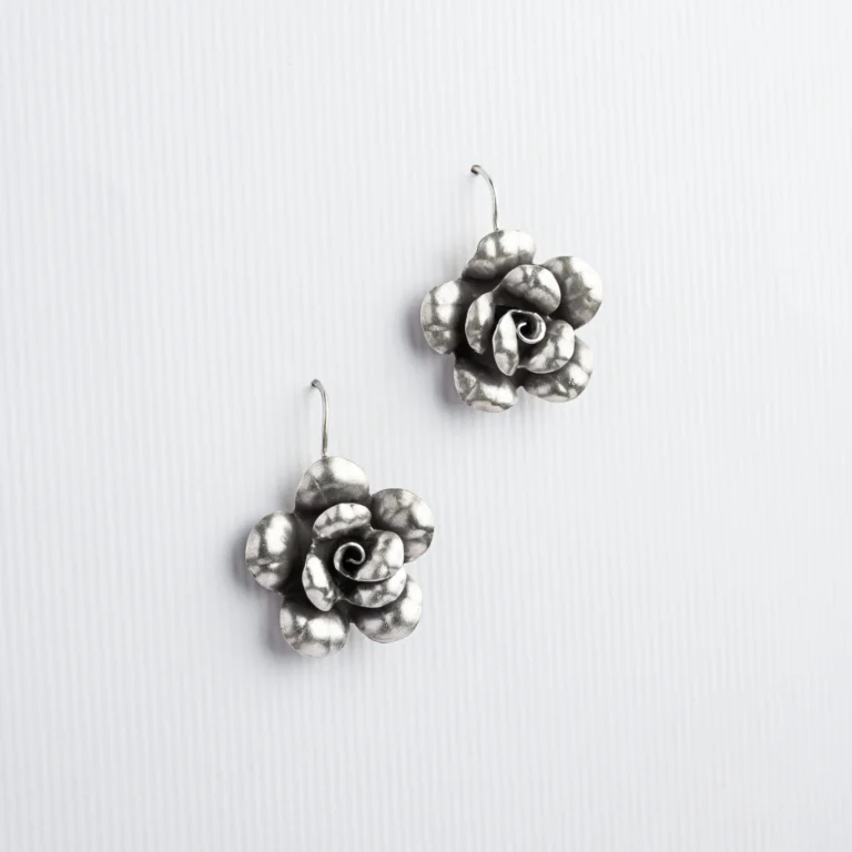 92.5 Sterling Silver Big Flower Earrings - Image 2