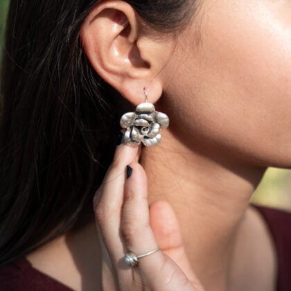 92.5 Sterling Silver Big Flower Earrings