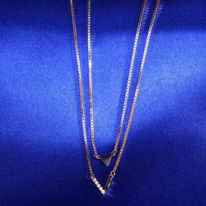 Pure Silver Rose Gold Double Line V Chain