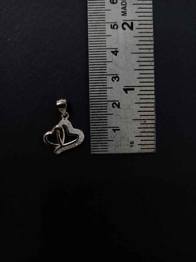 Pure Silver Double Heart Pendant - Image 2