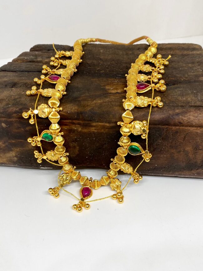 Pure Silver Gold Plated Kolhapuri Saaj - Image 3
