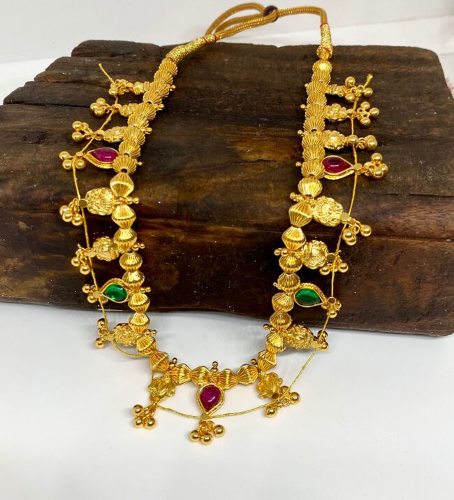 Pure Silver Gold Plated Kolhapuri Saaj - Image 2