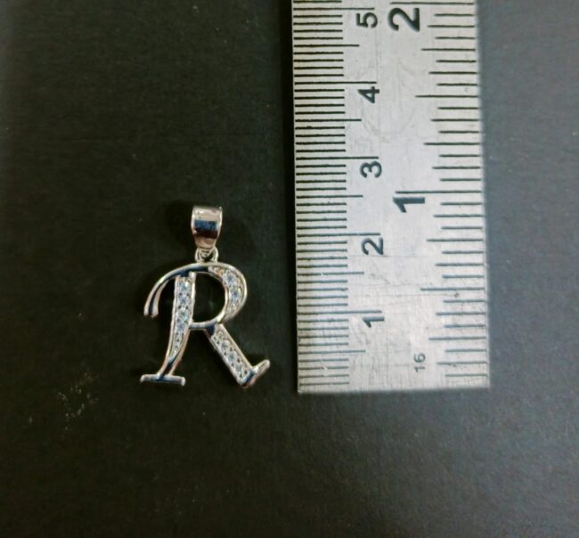 Pure Silver R Letter Pendant - Image 2