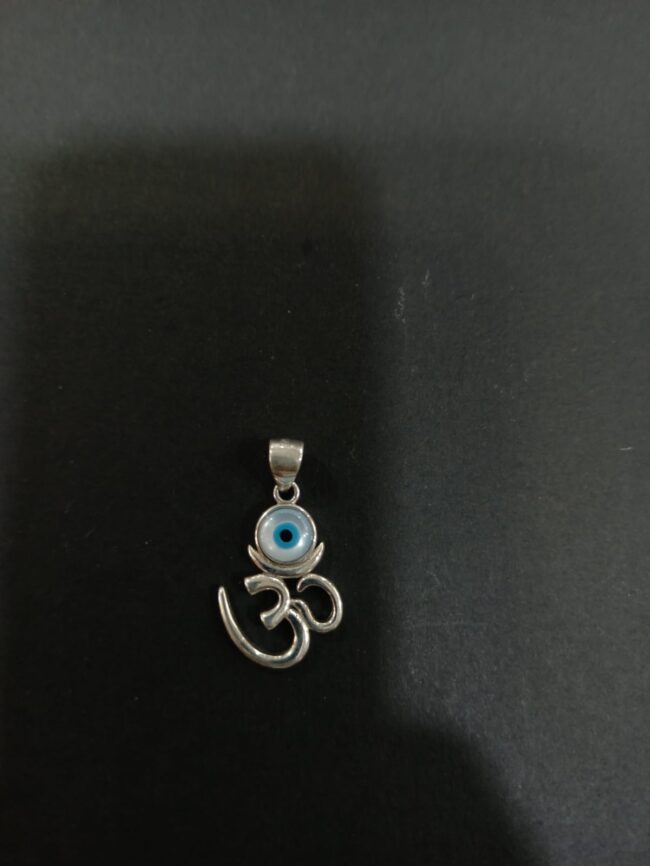 Pure Silver Om Evil Eye Pendant