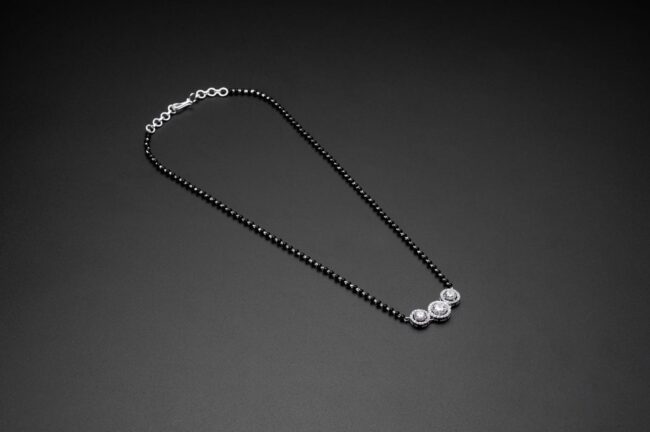 Pure Silver 3 Stones Karimani Mangalsutra