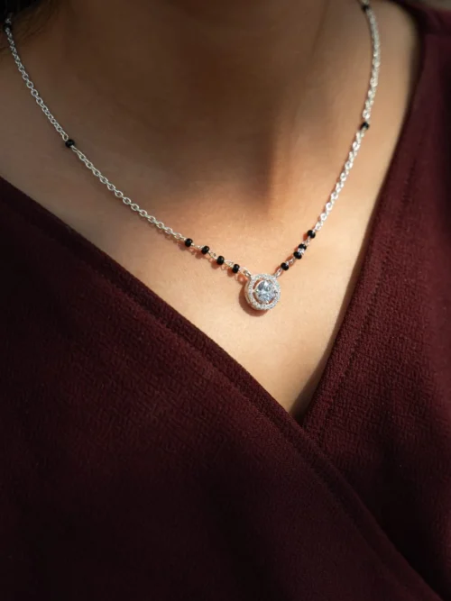 Silver Halo Design Solitaire Mangalsutra