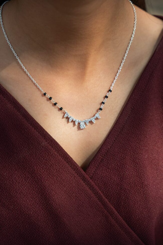 Pure Silver Designer Solitaire Mangalsutra - Image 3