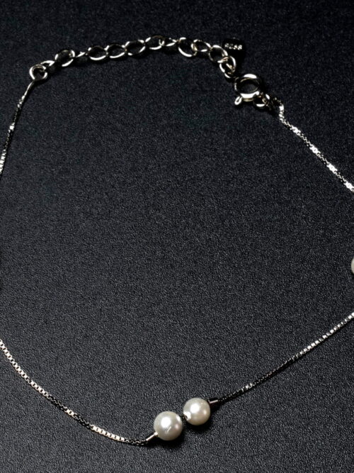 Pure Silver Double Pearl Bracelet