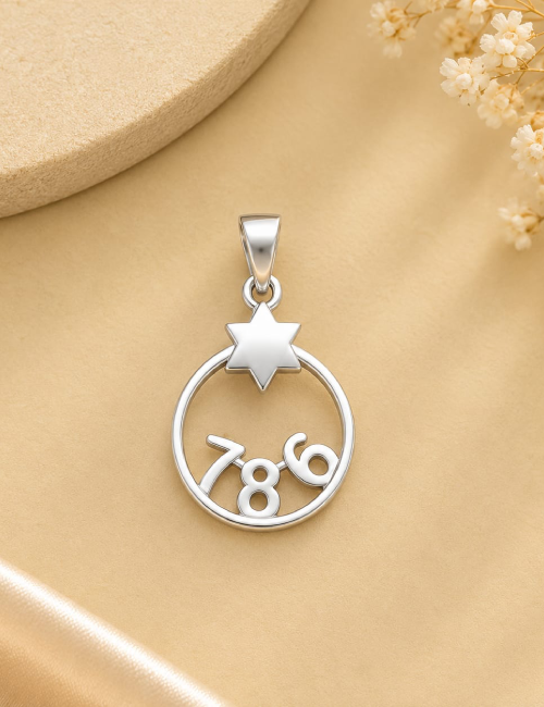 Pure Silver 786 Religious Pendant
