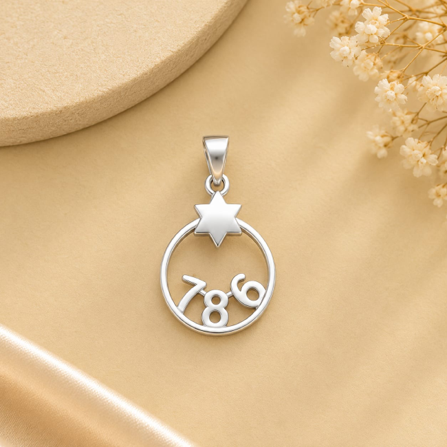 Pure Silver 786 Religious Pendant