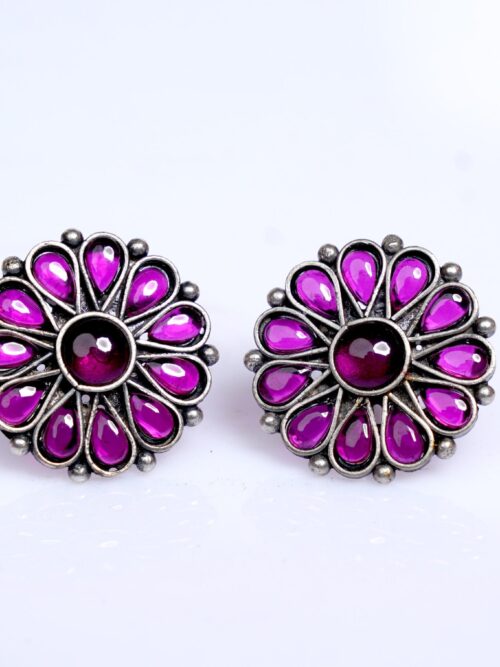 Pure Silver Ruby Cutstone Studs earings