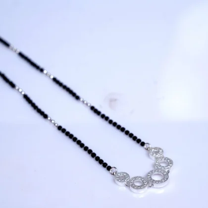Fancy circled designed silver mangalsutra