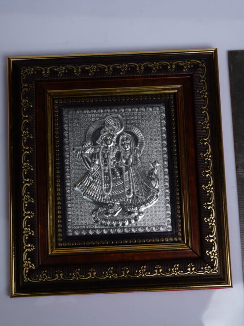 Pure Silver Radha Krishna Wodden Frame