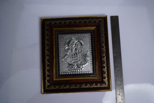 Pure Silver Radha Krishna Wodden Frame