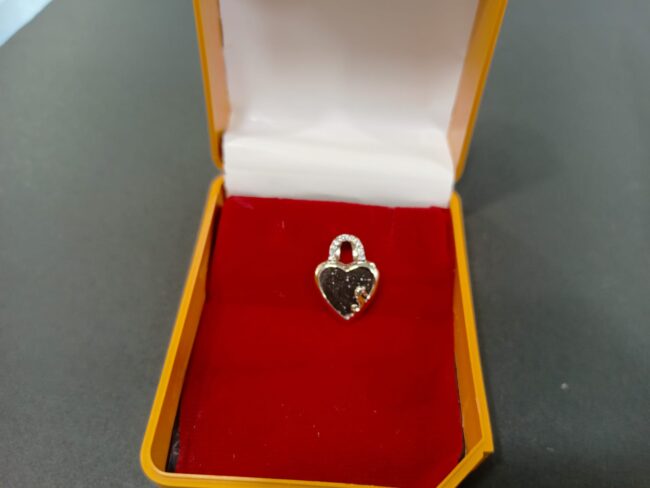 Pure Silver Glitter Heart Shape Pendant - Image 2