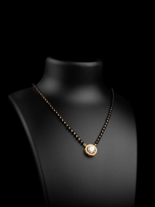 Gold Plated Halo One Stone Mangalsutra
