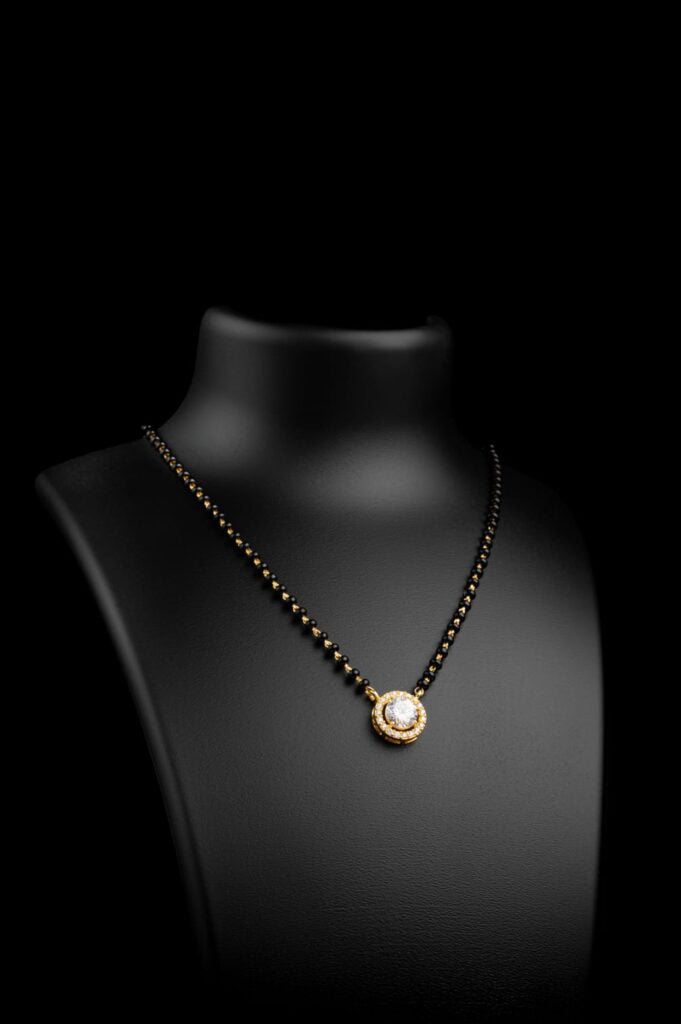 Gold Plated Halo One Stone Mangalsutra