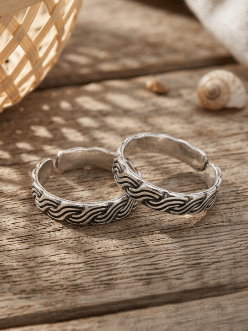 Silver Snake Pattern Toe Ring