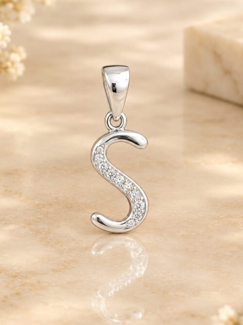 Pure Silver S Letter Pendant