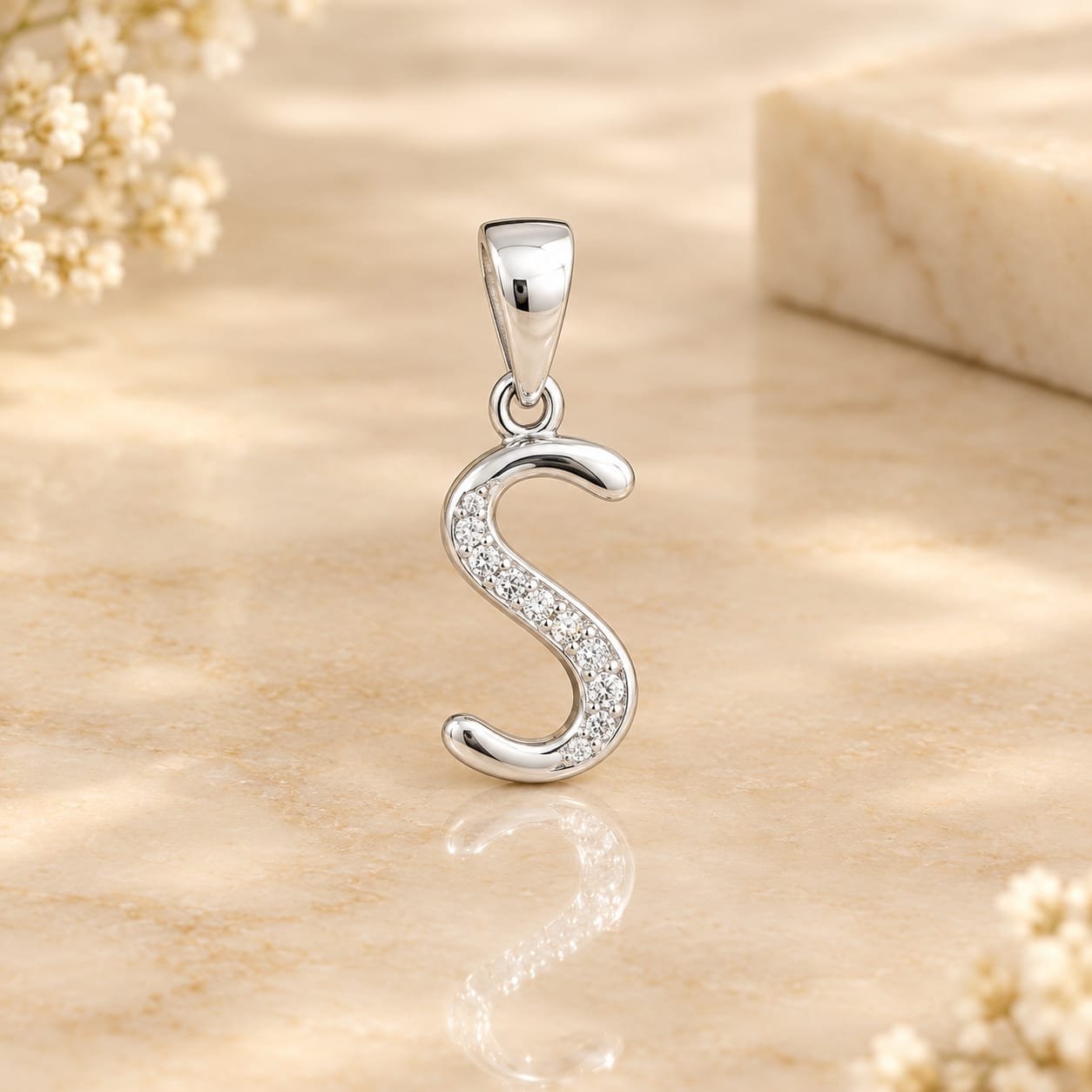 Pure Silver S Letter Pendant
