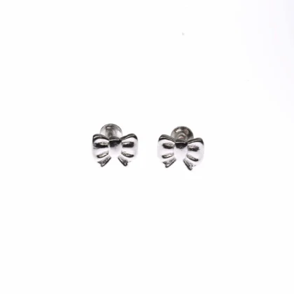 Bow designed silver earring