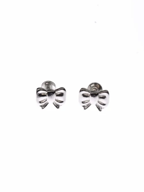 Bow designed silver earring