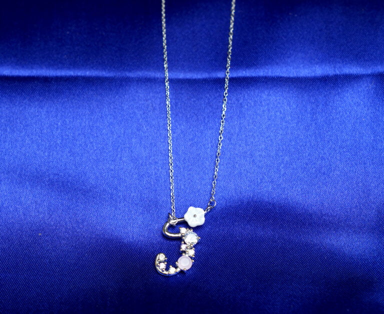 Pure Silver MOP J Letter Chain