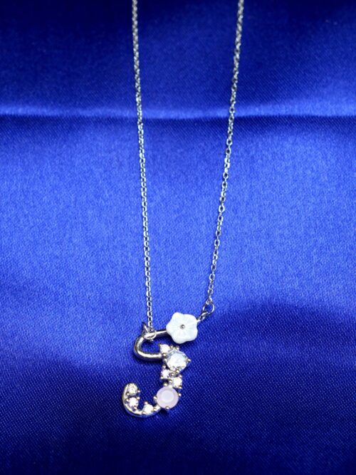 Pure Silver MOP J Letter Chain