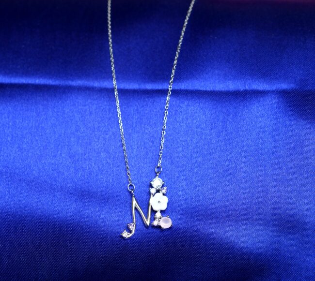 Pure Silver MOP M Letter Chain
