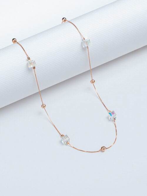 Pure Silver Rose Glold Prism Chain
