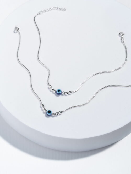 Pure silver Evil Eye Bead payal