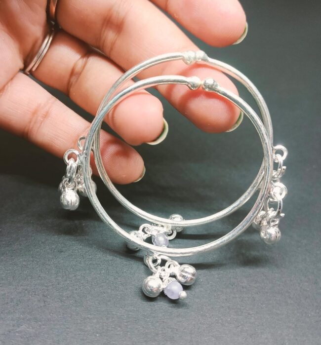 Pure Silver Ghungroo Kids Kada - Image 2
