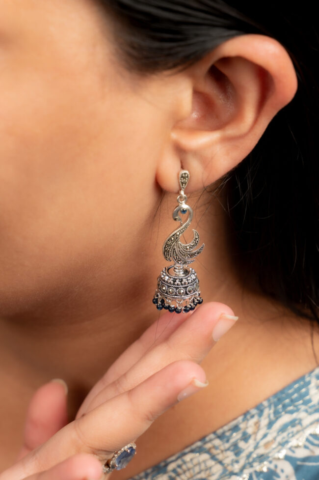 Swan Designer Silver Jumka - Image 2