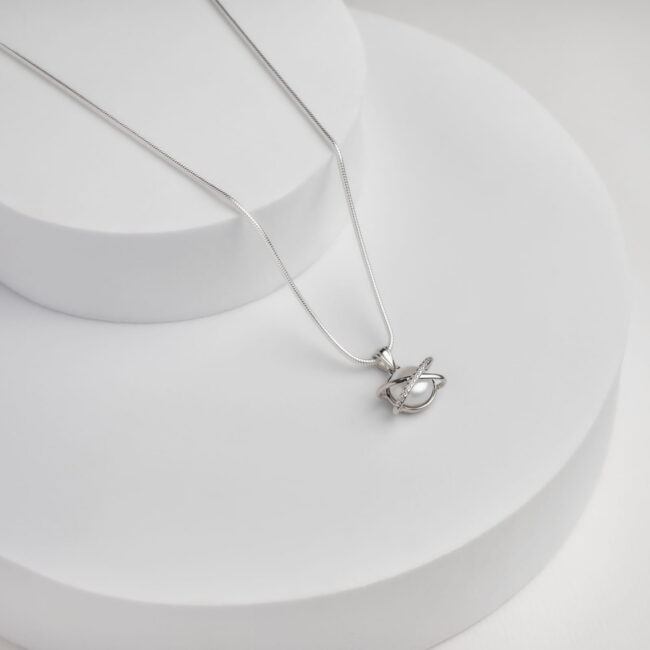 24 inch Silver chain with Pearl Universe Pendant