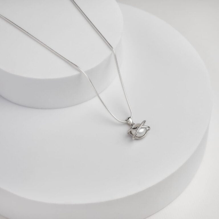 24 inch Silver chain with Pearl Universe Pendant