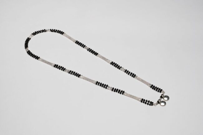 Silver Double Line Designer Wedding Mangalsutra - Image 2