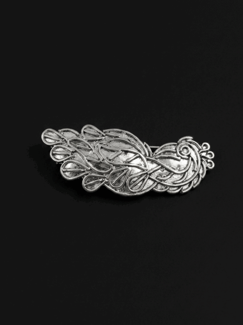Silver Peacock Design Hair Clip