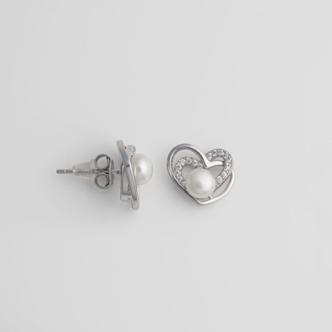 Pure Silver heart shaped  Fresh Water Pearl Set - Image 4