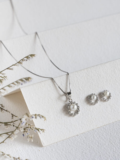 Pure Silver Elegant Diva Pearl Set