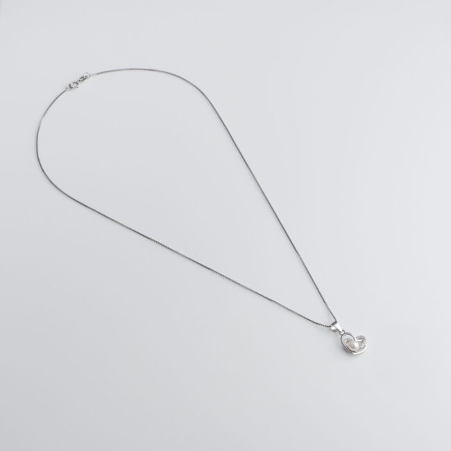 Pure Silver heart shaped  Fresh Water Pearl Set - Image 3