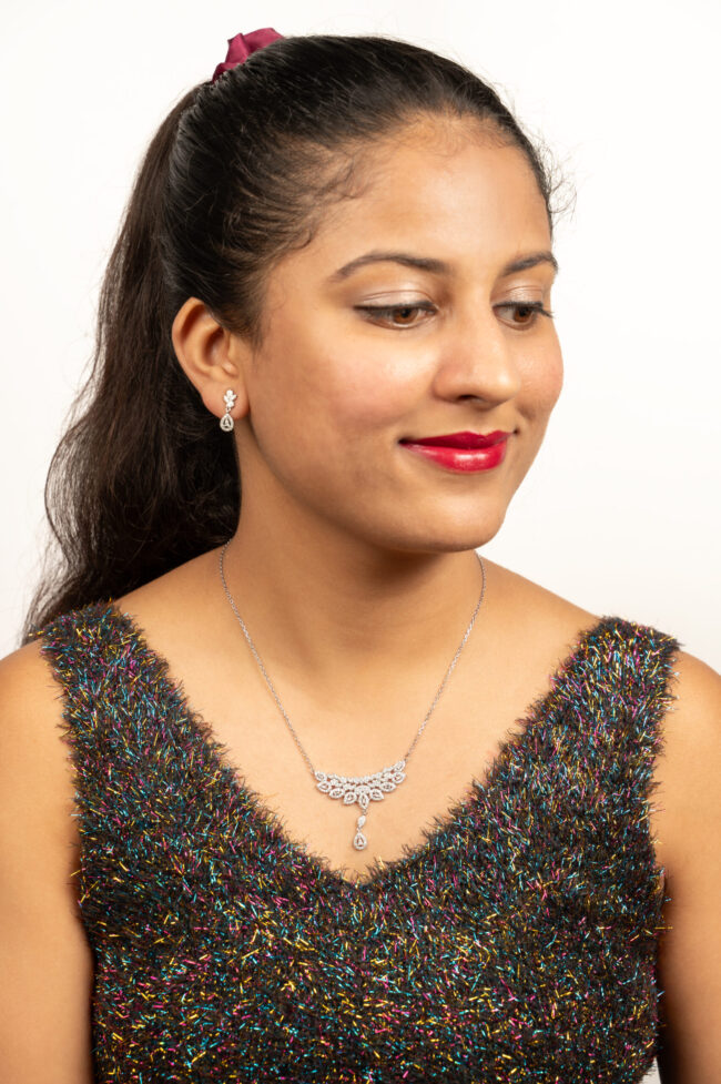 Pure Silver Dulex Zircon Necklace Set - Image 2